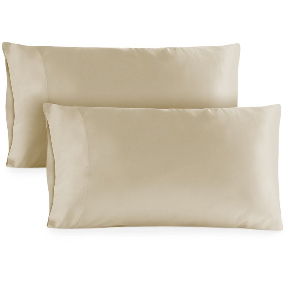 NEW - Set of 2 Queen Silky Pillowcases - Mellow Yellow